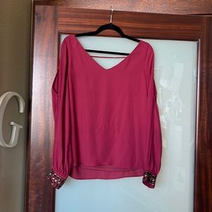 Francesca’s Burgundy Long Sleeve Dressy Shirt